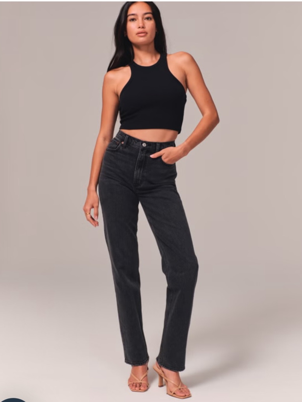 EUC, Abercrombie Curve Love Ultra High Rise 90s Straight Jean, Black, 28, 28” IS